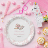 Time for Tea Elegant Pink Floral Toile ペーパープレート (パーティー)
