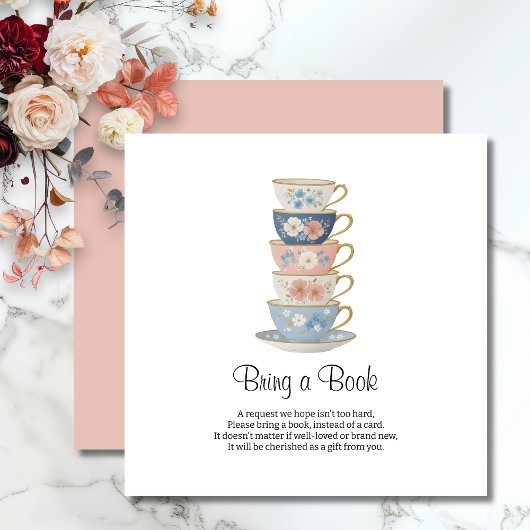 Time for Tea Floral Bridal Shower Enclosure Card エンクロージャーカード