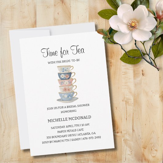 Time for Tea Floral Bridal Shower Invitation 招待状