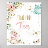 Time for Tea Party Baby is Brewing Baby Shower ポスター (正面)