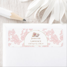 Time for Tea Pink Toile Return Address ラベル