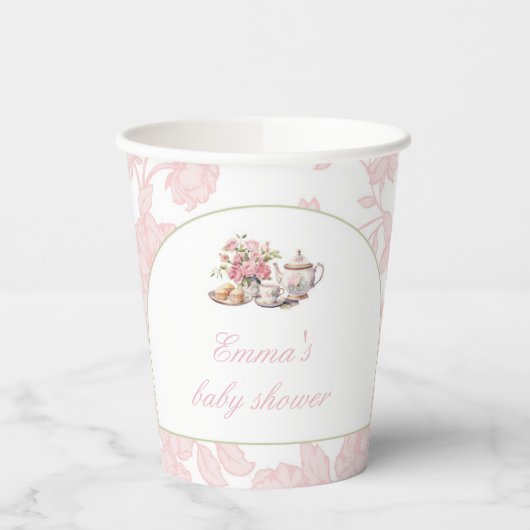 Time for Tea Pink Toile Tea Party  紙コップ (左)