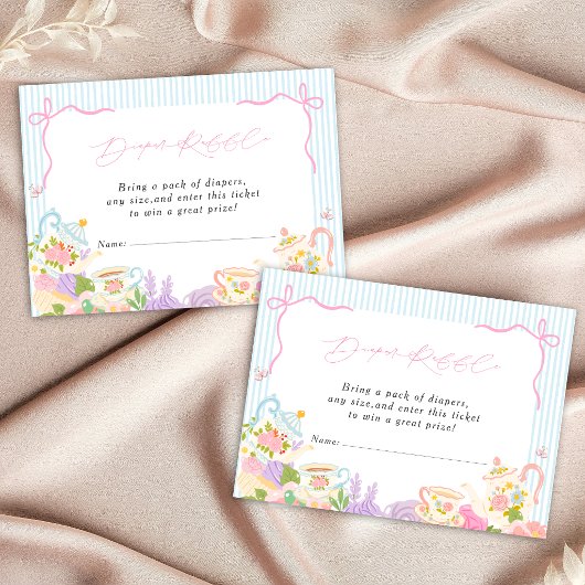 Time for tea Teapots and Cups baby shower エンクロージャーカード