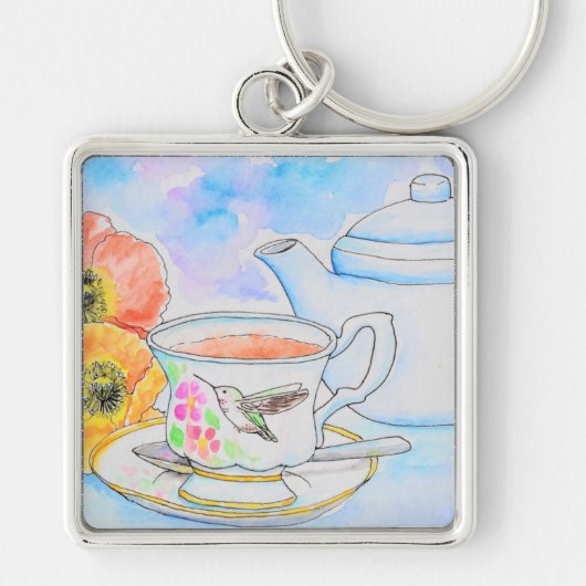 Time for Tea Watercolor Painting キーホルダー (正面)