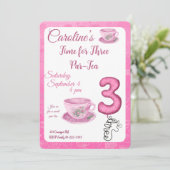 Time for Three パーティー 3歳の誕生日招待状 招待状 (スタンド正面)