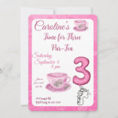Time for Three Par-tea 3rd Birthday Invitation 招待状 (正面)