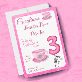 Time for Three Par-tea 3rd Birthday Invitation 招待状