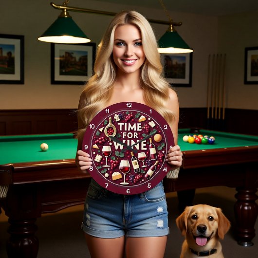 Time For Wine Fun Party ラージ壁時計