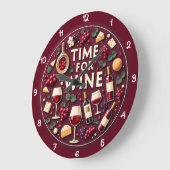 Time For Wine Fun Party ラージ壁時計 (傾斜)