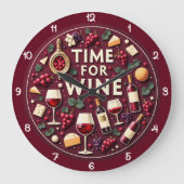 Time For Wine Fun Party ラージ壁時計 (正面)