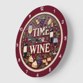 Time For Wine Grape Cheese ラージ壁時計 (傾斜)