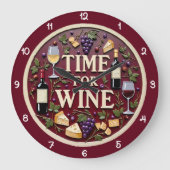 Time For Wine Grape Cheese ラージ壁時計 (正面)
