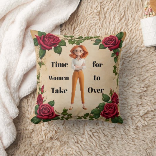 Time For Women Throw Pillow クッション (ブランケット)