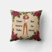 Time For Women Throw Pillow クッション (裏面)