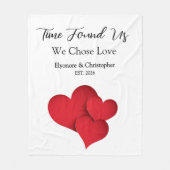 Time Found Us We Chose Love Valentine Quote フリースブランケット (正面)