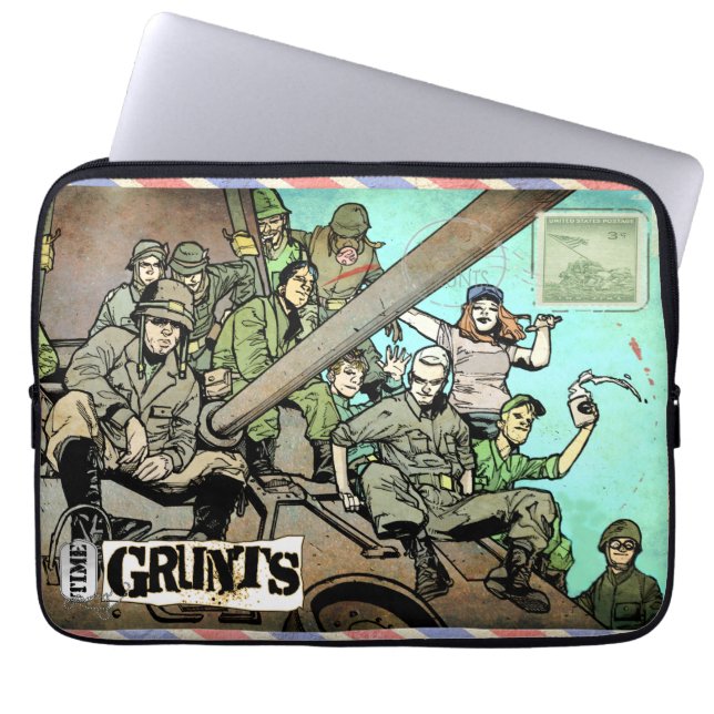 Time Grunts postcard laptop sleeve ラップトップスリーブ (正面)