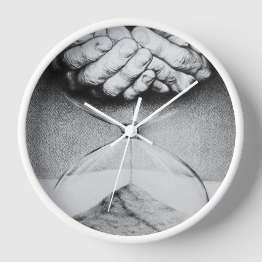 Time Hourglass hands Pencil drawing Surreal art 壁時計 (正面)