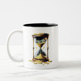 Time Is Money Hourglass Gold Coins Entrepreneur Hu ツートーンマグカップ