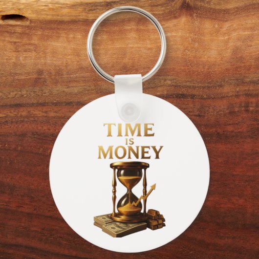 Time Is Money | Powerful Motivational Design キーホルダー (裏面)