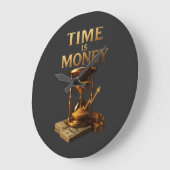 Time Is Money | Powerful Motivational Design ラージ壁時計 (傾斜)