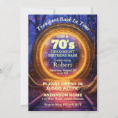 Time Portal 70s Disco Night Birthday Party 招待状 (正面)