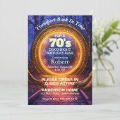 Time Portal 70s Disco Night Birthday Party 招待状 (スタンド正面)