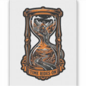 Time Rides On Hourglass Sticker — Biker Decal シール (正面)
