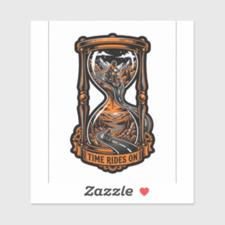 Time Rides On Hourglass Sticker — Biker Decal シール