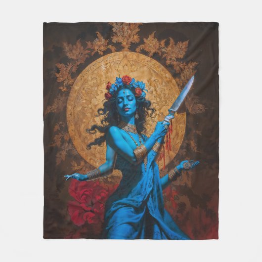 Time’s Gentle Mother Kali フリースブランケット (正面)