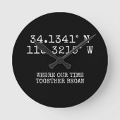 Time Spent Together GPS Coordinates Personalized ラウンド壁時計 (正面)
