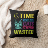 Time Spent With Cats Quote Pillow クッション (ブランケット)
