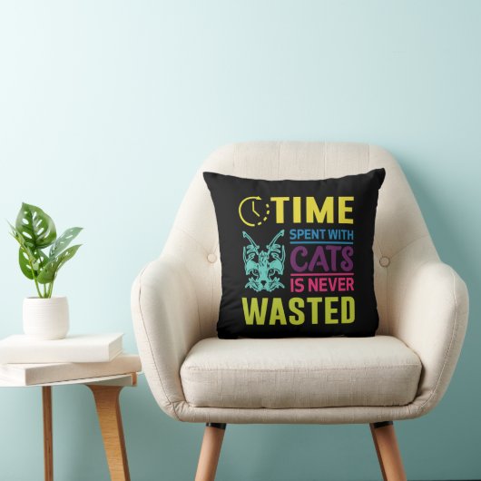 Time Spent With Cats Quote Pillow クッション (椅子)