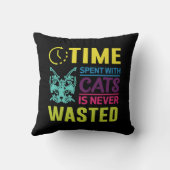 Time Spent With Cats Quote Pillow クッション (裏面)