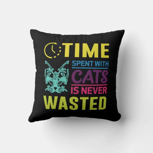 Time Spent With Cats Quote Pillow クッション (裏面)