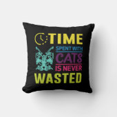Time Spent With Cats Quote Pillow クッション (正面)