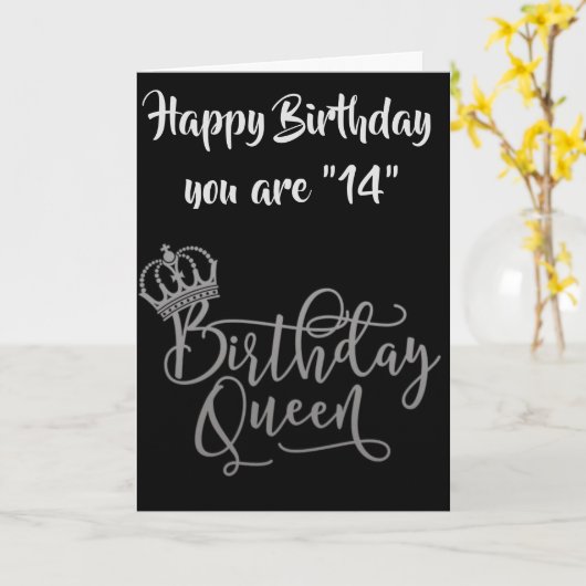 TIME TO 祝  **14th**誕生日QUEEN カード (黄色い花)