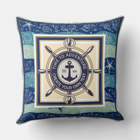 Time To Adventure Custom Maritime Boat Name クッション (裏面)