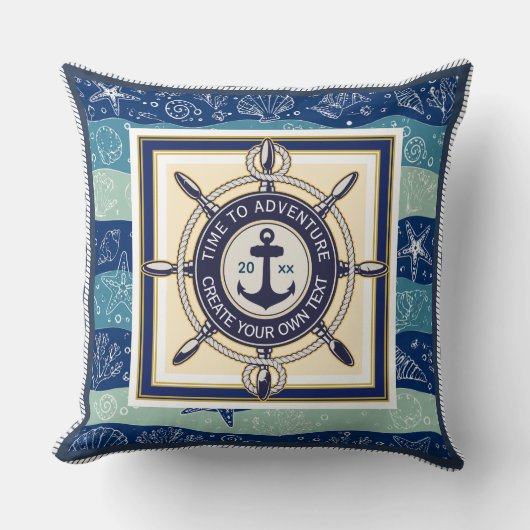 Time To Adventure Custom Maritime Boat Name クッション (正面)