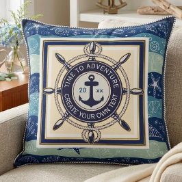 Time To Adventure Custom Maritime Boat Name クッション