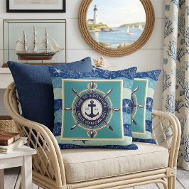 Time To Adventure Custom Maritime Boat Name クッション