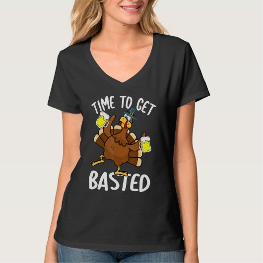 Time To Get Basted  Beer Thanksgiving Turkey  Men Tシャツ (正面)