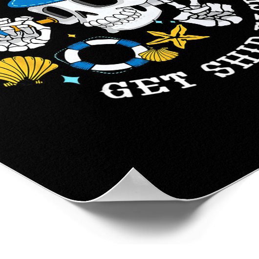 Time To Get Ship Faced Funny Skeleton Captain Crui ポスター (角)