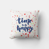 Time to Happyタイポグラフィ クッション (正面)