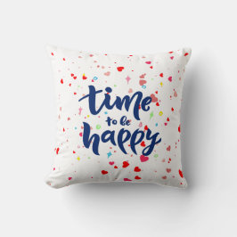 Time to Happyタイポグラフィ クッション