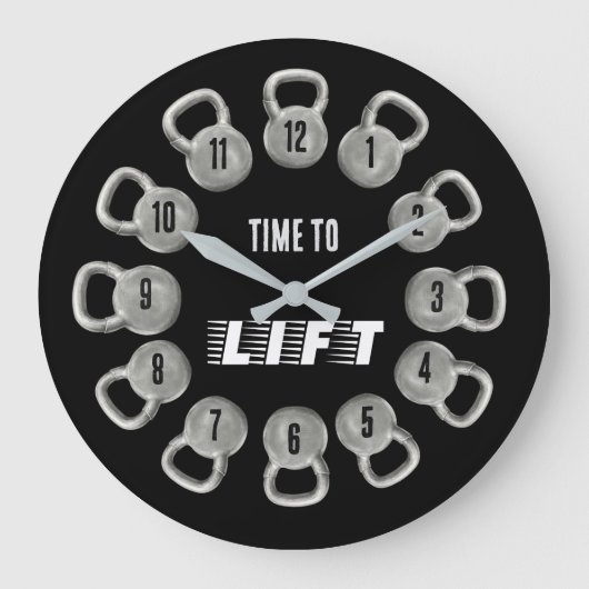Time to Lift Kettlebell Wall Clock ラージ壁時計 (正面)