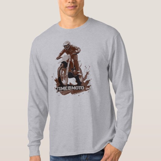 Time to Moto Dirt Bike Graphic Long Sleve T-Shirt Tシャツ (正面)