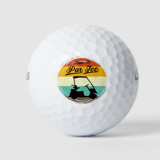 Time to Par Tee – Retro Golf Cart Humor Design ゴルフボール (正面)
