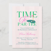 Time to Party Fun Golf Themed Bachelorette 招待状 (正面)