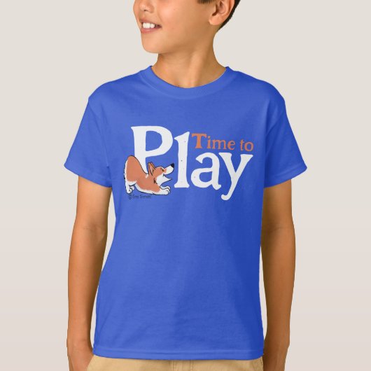 Time to Play Fun Graphic Blue Kids' T-Shirt Tシャツ (正面)