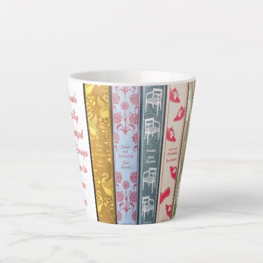 Time to read Jane Austen(red script) カフェラテマグ (正面)